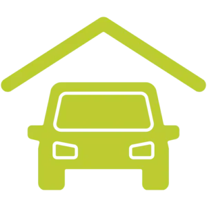 Garage icon showing a car under a pitched roof (indicating a carport or garage)